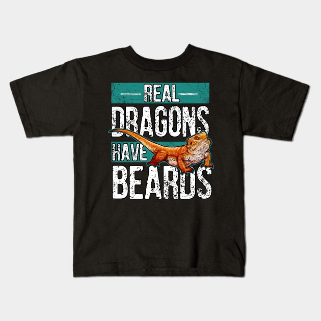 Real dragons have beards, bearded dragon Kids T-Shirt by Ryuvhiel